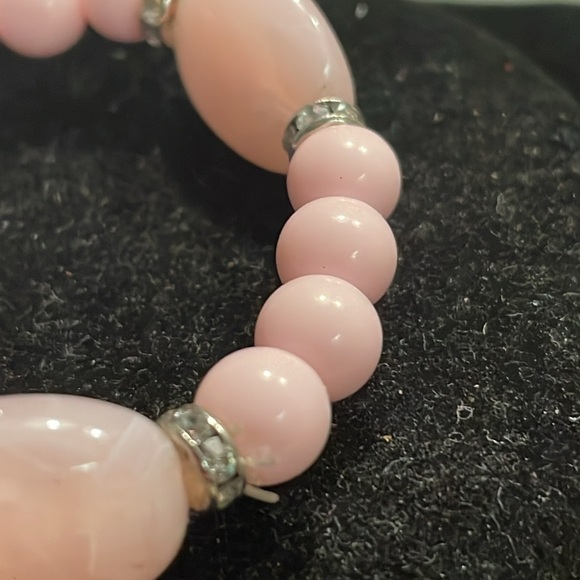 6” pink silver 15 round & oval stackable stretch bracelet - Picture 6 of 10